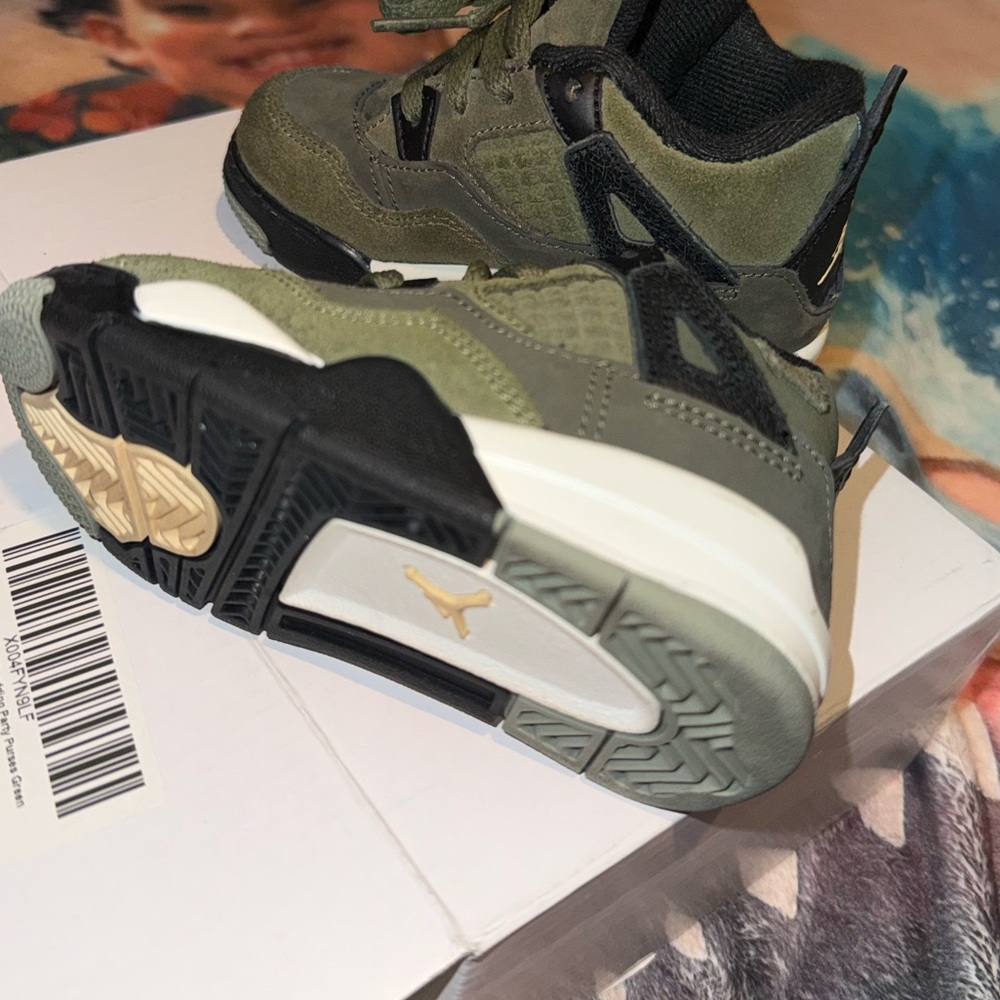 Jordan Kids Olive Green High-Top Sneakers - Picture 4 of 6
